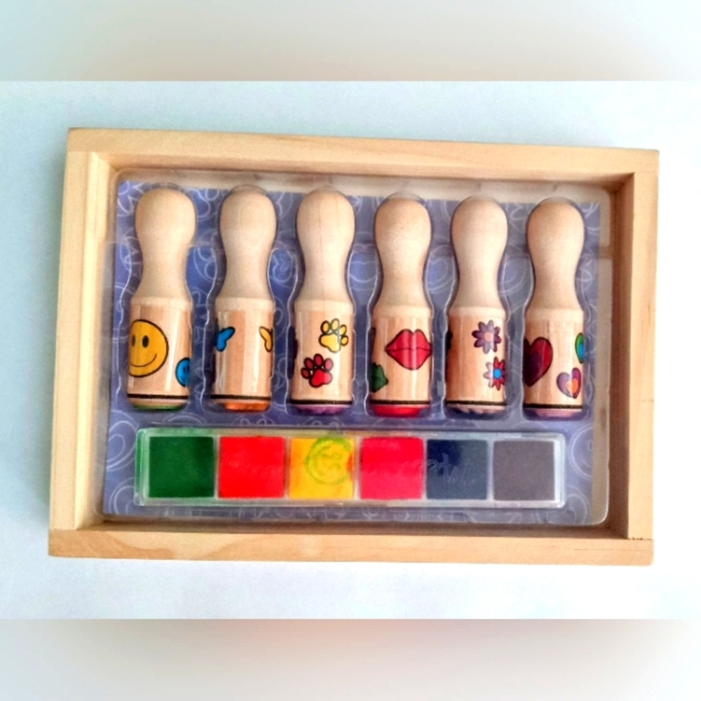 Melissa & Doug Wooden Stamp Set with Happy Handles Ages 4+